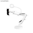 GobekUsa Modern LED Vanity Lighting with Extendable Arm - White Metal Circle Design with Mobile Phone Support