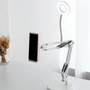 GobekUsa Modern LED Vanity Lighting with Extendable Arm - White Metal Circle Design with Mobile Phone Support