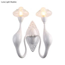 GobekUsa Modern White LED Wall Sconce Light Fixture - Oval Glass, Dolphin-Shaped Arm
