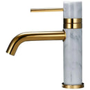 GobekUsa Brushed Gold Bathroom Faucet with Swivel Spout and Marble Accents