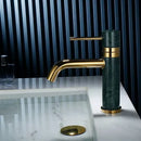 GobekUsa Brushed Gold Bathroom Faucet with Swivel Spout and Marble Accents