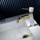 GobekUsa Brushed Gold Bathroom Faucet with Swivel Spout and Marble Accents