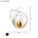 GobekUsa Marble Teardrop Sconce Lamp: Designer 1-Light Flush Mount Wall Light in Black/White for Living Room
