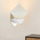 GobekUsa White Triangle Wall Mount Lighting Marble Wall Sconce with Diamond Opal Glass Shade - Designer 1 Bulb