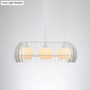 GobekUsa Modernist Pendant Lamp- White Glass 3-Head Dining Room Island Light Fixture with Cage