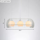 GobekUsa Modernist Pendant Lamp- White Glass 3-Head Dining Room Island Light Fixture with Cage