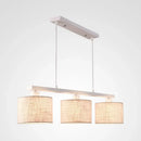 GobekUsa Modern 3-Headed Fabric Island Light Fixture for Kitchen - Square/Drum Style, White Hanging Ceiling Light
