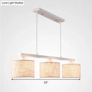 GobekUsa Modern 3-Headed Fabric Island Light Fixture for Kitchen - Square/Drum Style, White Hanging Ceiling Light