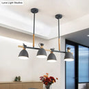 GobekUsa Green/Grey/White Metal Dome Shade Island Chandelier - Nordic Style Pendant Lamp with 4 Heads