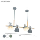 GobekUsa Green/Grey/White Metal Dome Shade Island Chandelier - Nordic Style Pendant Lamp with 4 Heads