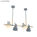 GobekUsa Green/Grey/White Metal Dome Shade Island Chandelier - Nordic Style Pendant Lamp with 4 Heads