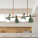 GobekUsa Green/Grey/White Metal Dome Shade Island Chandelier - Nordic Style Pendant Lamp with 4 Heads