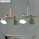 GobekUsa Green/Grey/White Metal Dome Shade Island Chandelier - Nordic Style Pendant Lamp with 4 Heads