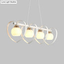GobekUsa Contemporary Opal Glass Island Lighting - 3/4 Lights White/Black Hanging Ceiling Lamp with Heart Frame
