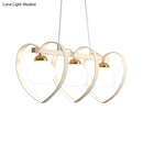 GobekUsa Contemporary Opal Glass Island Lighting - 3/4 Lights White/Black Hanging Ceiling Lamp with Heart Frame