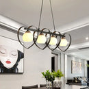 GobekUsa Contemporary Opal Glass Island Lighting - 3/4 Lights White/Black Hanging Ceiling Lamp with Heart Frame