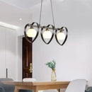 GobekUsa Contemporary Opal Glass Island Lighting - 3/4 Lights White/Black Hanging Ceiling Lamp with Heart Frame