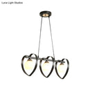 GobekUsa Contemporary Opal Glass Island Lighting - 3/4 Lights White/Black Hanging Ceiling Lamp with Heart Frame