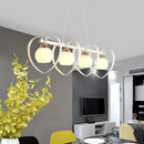 GobekUsa Contemporary Opal Glass Island Lighting - 3/4 Lights White/Black Hanging Ceiling Lamp with Heart Frame