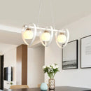 GobekUsa Contemporary Opal Glass Island Lighting - 3/4 Lights White/Black Hanging Ceiling Lamp with Heart Frame