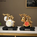 GobekUsa Golden Gourd Ceramic Sculpture - Modern Art Room Decor