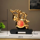 GobekUsa Golden Gourd Ceramic Sculpture - Modern Art Room Decor