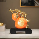GobekUsa Golden Gourd Ceramic Sculpture - Modern Art Room Decor