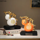GobekUsa Golden Gourd Ceramic Sculpture - Modern Art Room Decor