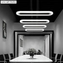 GobekUsa Sleek Silver LED Office Island Ceiling Light - Acrylic Pendulum Design