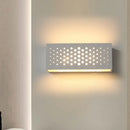 GobekUsa Laser Cut Minimalist Rectangle Box Wall Sconce: White Gypsum 1 Head Bedroom Light Fixture