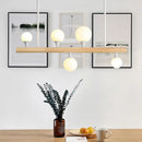 GobekUsa Modern White Pipe Island Light - Wood Suspended Fixture with 5 Heads for Dining Room