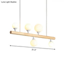 GobekUsa Modern White Pipe Island Light - Wood Suspended Fixture with 5 Heads for Dining Room