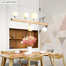 GobekUsa Modern White Pipe Island Light - Wood Suspended Fixture with 5 Heads for Dining Room