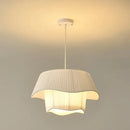 GobekUsa Creamy Style E27 Chandelier Bedroom Pendant Lights: Minimalist White Fabric LED Lamps
