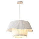 GobekUsa Creamy Style E27 Chandelier Bedroom Pendant Lights: Minimalist White Fabric LED Lamps