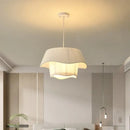 GobekUsa Creamy Style E27 Chandelier Bedroom Pendant Lights: Minimalist White Fabric LED Lamps