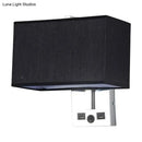 GobekUsa Minimalist Rectangle Wall Light Kit with USB Port - Single-Bulb Beige/Black/White Fabric Lamp