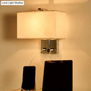 GobekUsa Minimalist Rectangle Wall Light Kit with USB Port - Single-Bulb Beige/Black/White Fabric Lamp