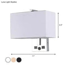 GobekUsa Minimalist Rectangle Wall Light Kit with USB Port - Single-Bulb Beige/Black/White Fabric Lamp