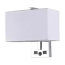 GobekUsa Minimalist Rectangle Wall Light Kit with USB Port - Single-Bulb Beige/Black/White Fabric Lamp