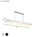 GobekUsa Modern Metal Rectangular Island Lamp with 3/4/5 Lights in Black/White - Office Hanging Light in Warm/White