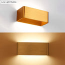 GobekUsa Rectangular Metal Wall Mounted Lamp - Modernist 8"/12" Wide LED Up & Down Lighting in Gold/Black/White, White/Warm Light