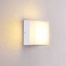 GobekUsa Sleek Metal and Acrylic Wall Sconce: Simplistic Round/Square Shade with Warm/White LED Lighting for Hallways (White)