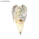 GobekUsa Modern White Resin Bedroom Angel Wall Light with Crystal Shade