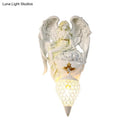 GobekUsa Modern White Resin Bedroom Angel Wall Light with Crystal Shade