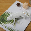 Modern white resin chameleon led table lamp for bedroom reading by Decorbites