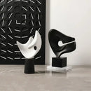 GobekUsa Abstract Hollowed-out Resin Sculpture, Black and White Modern Home Decor Statue.