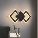 GobekUsa Nordic LED Metal Wall Sconce Light - Black/White Rhombus Design for Bedroom, White/Warm Light