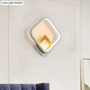 GobekUsa White Rhombus Wall Sconce Modern LED Acrylic Light with Wood Detail in White/Warm Light