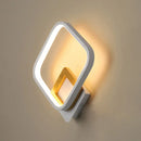 GobekUsa White Rhombus Wall Sconce Modern LED Acrylic Light with Wood Detail in White/Warm Light